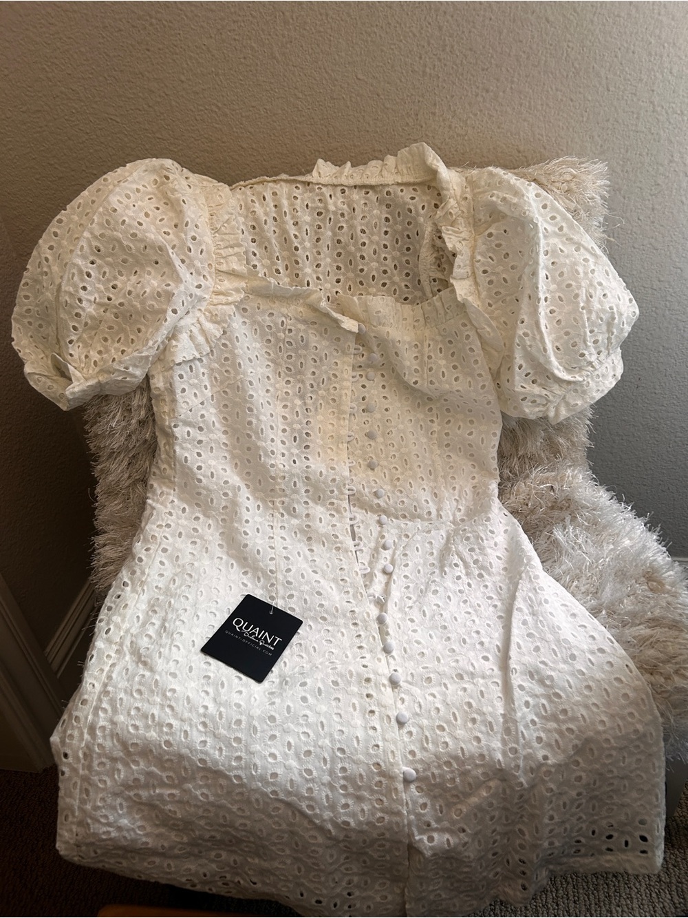 White Eyelet Cottagecore Cap Sleeve Dress